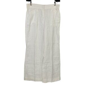 Chico's Wide Leg Linen Pants Women's 0 (S/4) White Casual Flat Front Beach